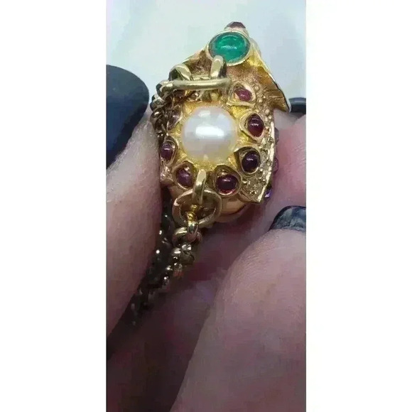 Vintage Joan Rivers Swarovski Crystal Elephant Gold Electroplate Necklace 1990s - Picture 13 of 16